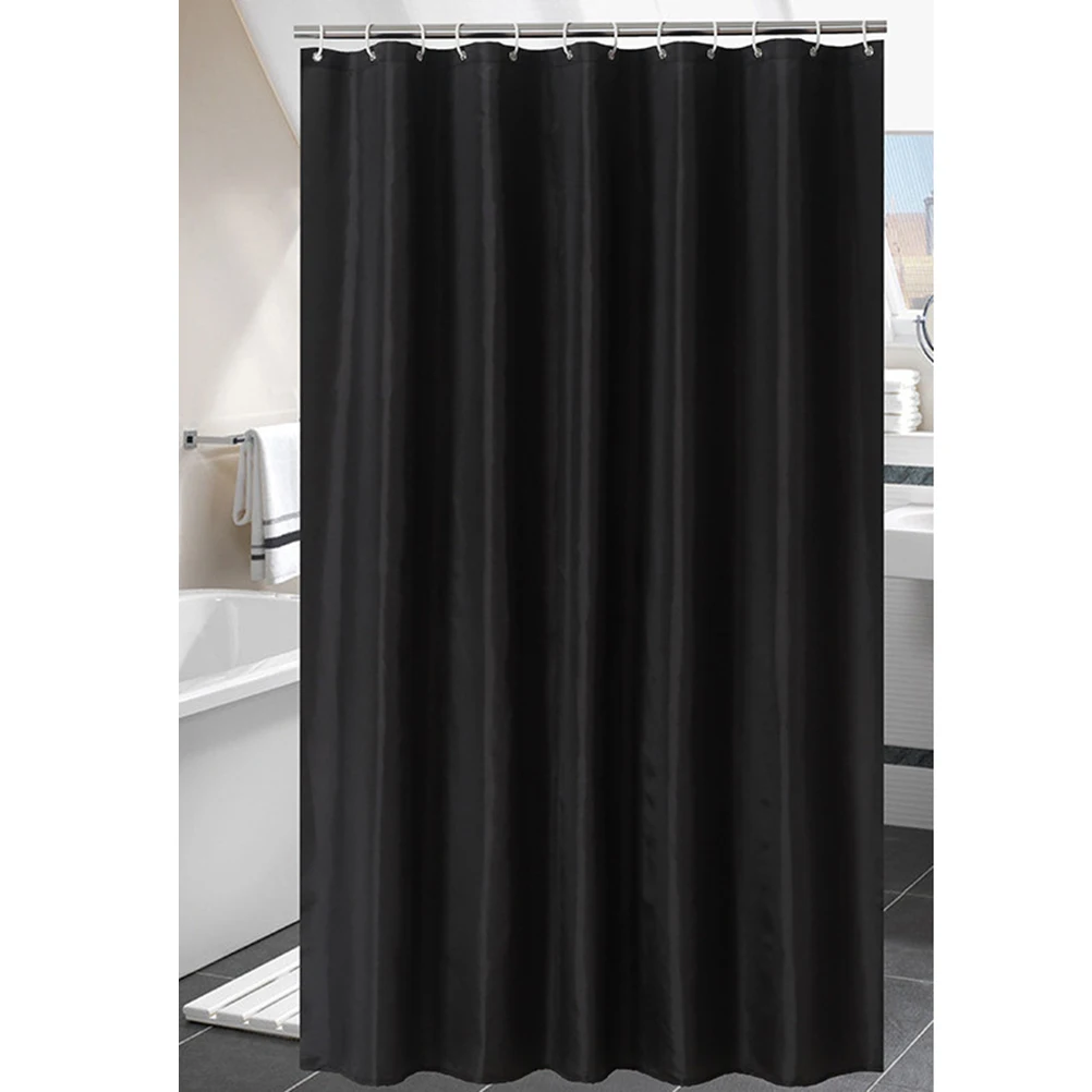 

1Pcs Black Waterproof Shower Curtain 180x200cm Premium Polyester Easy Hang Rustproof Grommets Mildew Resistant Bathroom Bathing