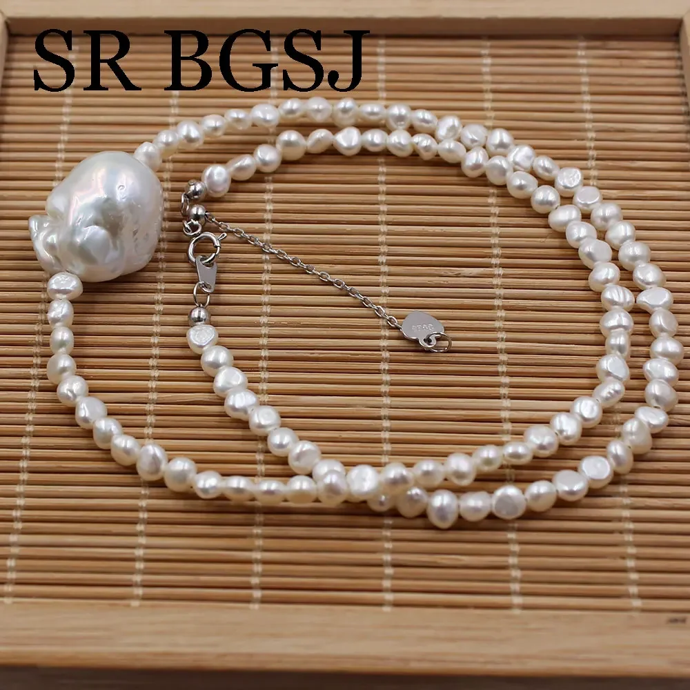 3-4mm Women Jewelry 100% Genuine Natural Freshwater White Pearl Tiny Beads  Adjustable Choker Short Necklace 16