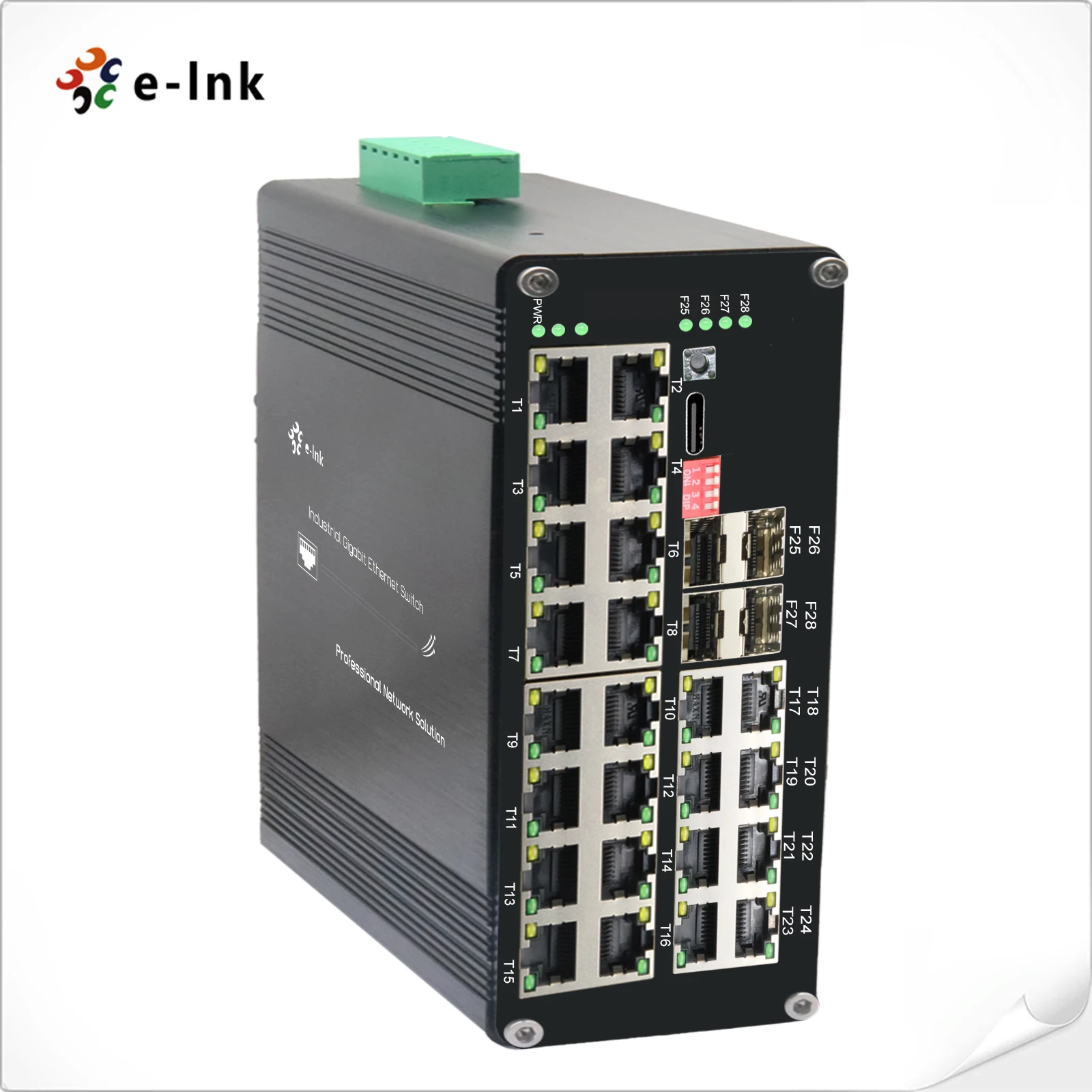 

ELINK Industrial L2+ 24-Port 10/100/1000Mbps 802.3at PoE + 4-Port 1000X SFP SNMP Managed Ethernet Switch
