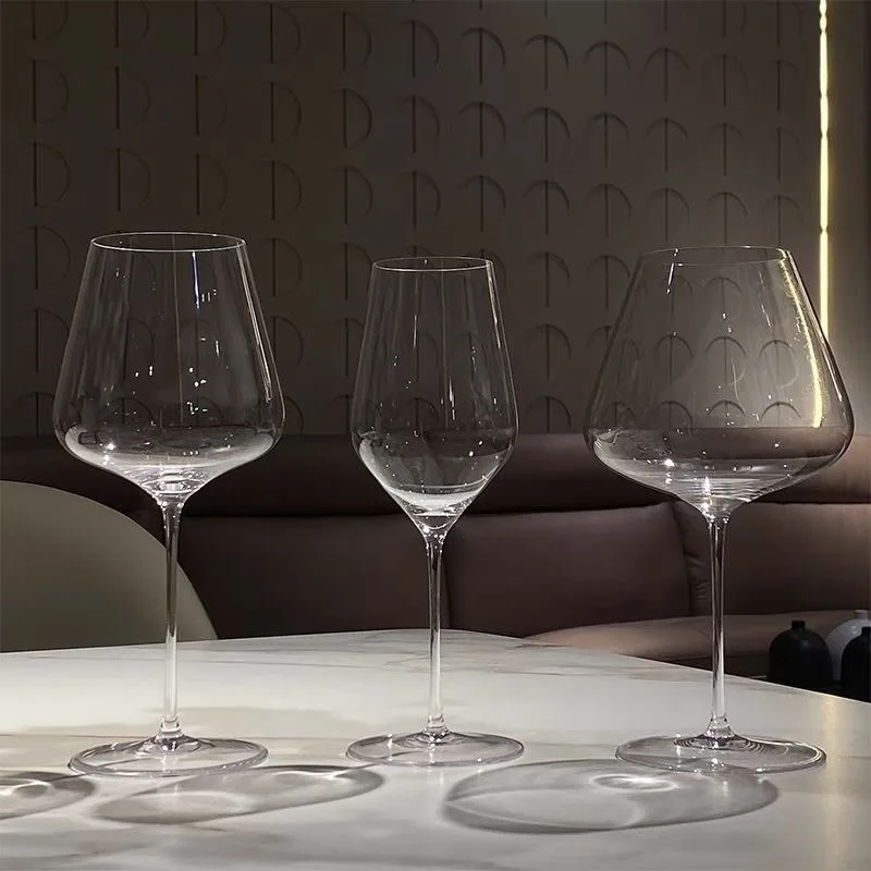 2PCS Burgundy Bordeaux Style Light Luxury Wine Glass Ultra-thin Craftsmanship Slim Cup Stems Birthday Party Bar Classics Goblet