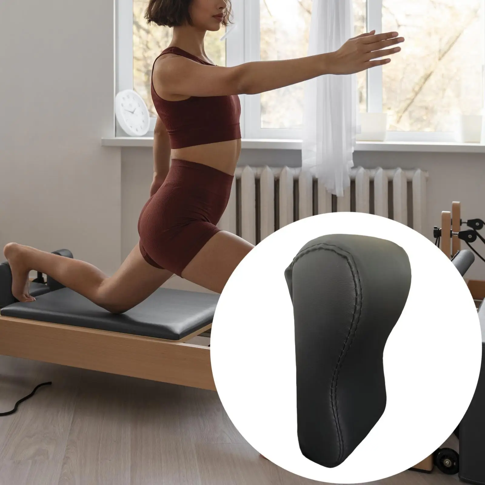 Pilates Reformer Headrest Pillow PU Leather Cushion Mat Balanced Pillow for Comfortable Body Alignment Home Workout