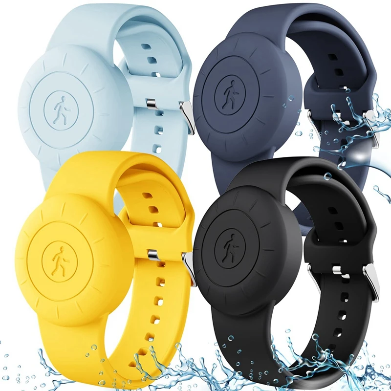 애플 에어태그 손목 밴드, 어린이 실리콘 방수 케이스 팔찌, 어린이 에어태그 케이스 시계 밴드, 4 개