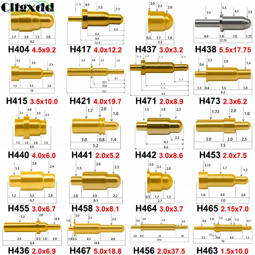 

1 Pieces 2.5A 3A 5A 10A High Current PCB Spring Test Probe Pogopin Signal Conductive Needle Copper Contact Pogo Pin Connector