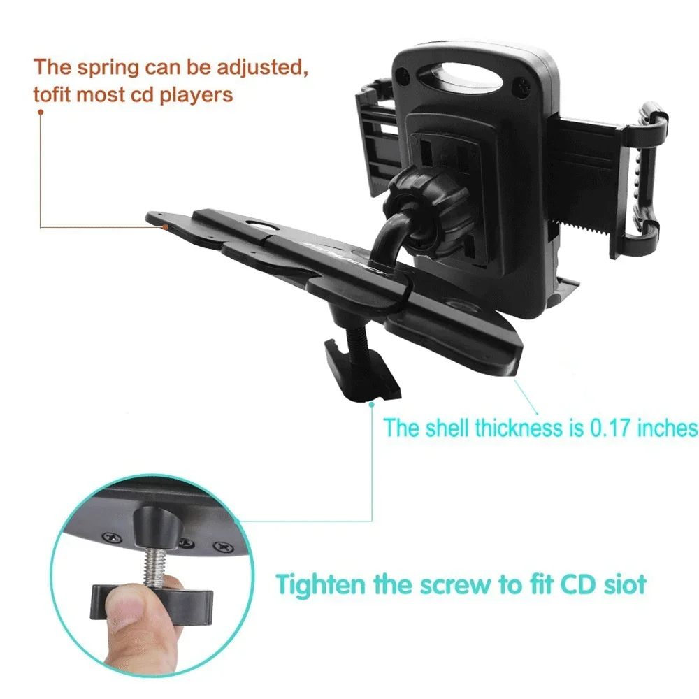 Universelle Autohalterung für CD-Schlitz, Handyhalterung mit 360°-Drehung, Autohalterung für Mobiltelefone, geeignet für iPhone 11 12 Pro, Samsung, GPS. – Detail 11