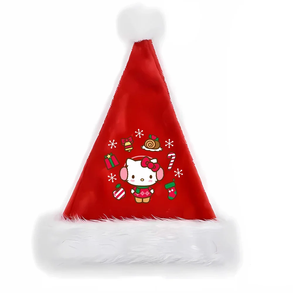 Hello Kitty Christmas Hat Cute Adult Child Hats Cartoon Sanrio Graphic Print Caps Xmas Accessories Holiday Party Supplies Gifts