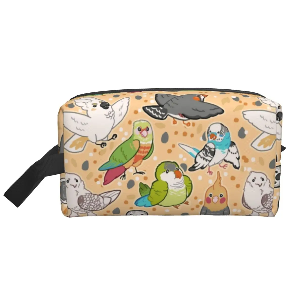 Custom Pet Birds Cosmetic Bag Women Kawaii Large Capacity Cockatiel Budgie Parrot Makeup Case Beauty Storage Toiletry Bags