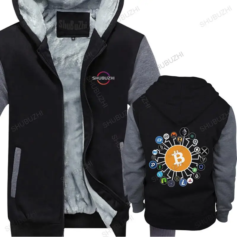 Cool hoodies Men Bitcoin Cryptocurrency Crypto Btc thick hoodies winter Cotton fleece Tops Casual Blockchain Geek euro size