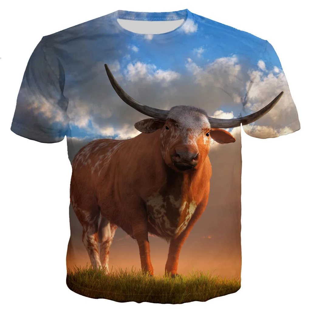 Funny Cow T-Shirts Animal Bull 3D Print Men Women Short Sleeve Streetwear T Shirt Oversized Harajuku Y2k Tees Kids Tops Clothing