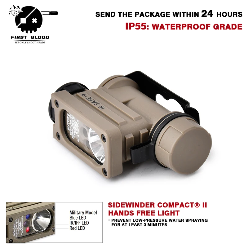 

SIDEWINDER COMPACT® II 55 lm White C4/Red/Blue/IR LED Compact Hands Free Waterproof Flashlight w/ Multiple Power Options