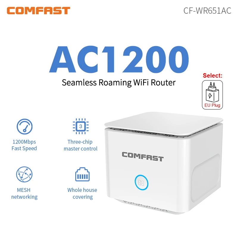 

COMFAST AC1200 Mesh WiFi Router Gigabit 2.4Ghz 5.8Ghz Wireless Repeater Extender One-click Mesh 4 Antennas Signal Booster