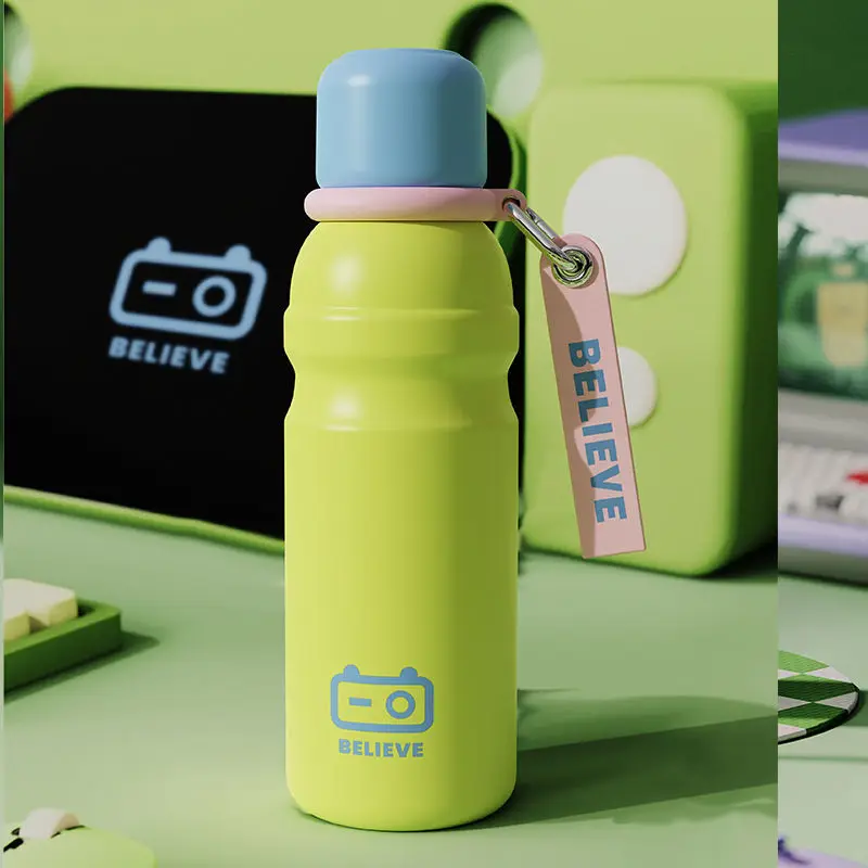 

Colorful Outdoor Thermos Bottle Water Bottles for Children's Leisurely Cup Office Water Cup Men's Large Capacity Water Cup 600ml