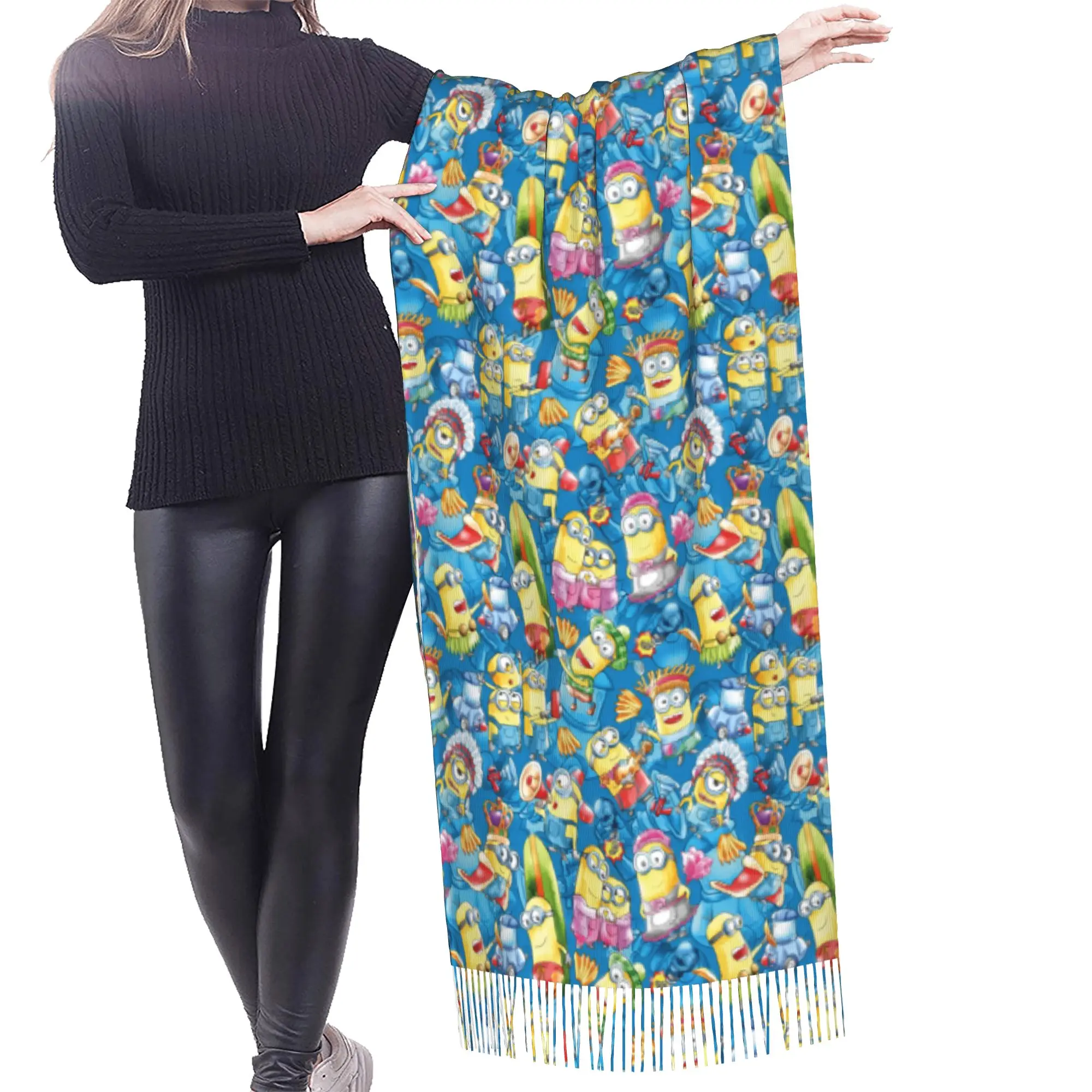Customized Printed M-Minioned Anime Scarf Women Men Winter Fall Warm Scarves Manga Cartoon Shawls Wraps