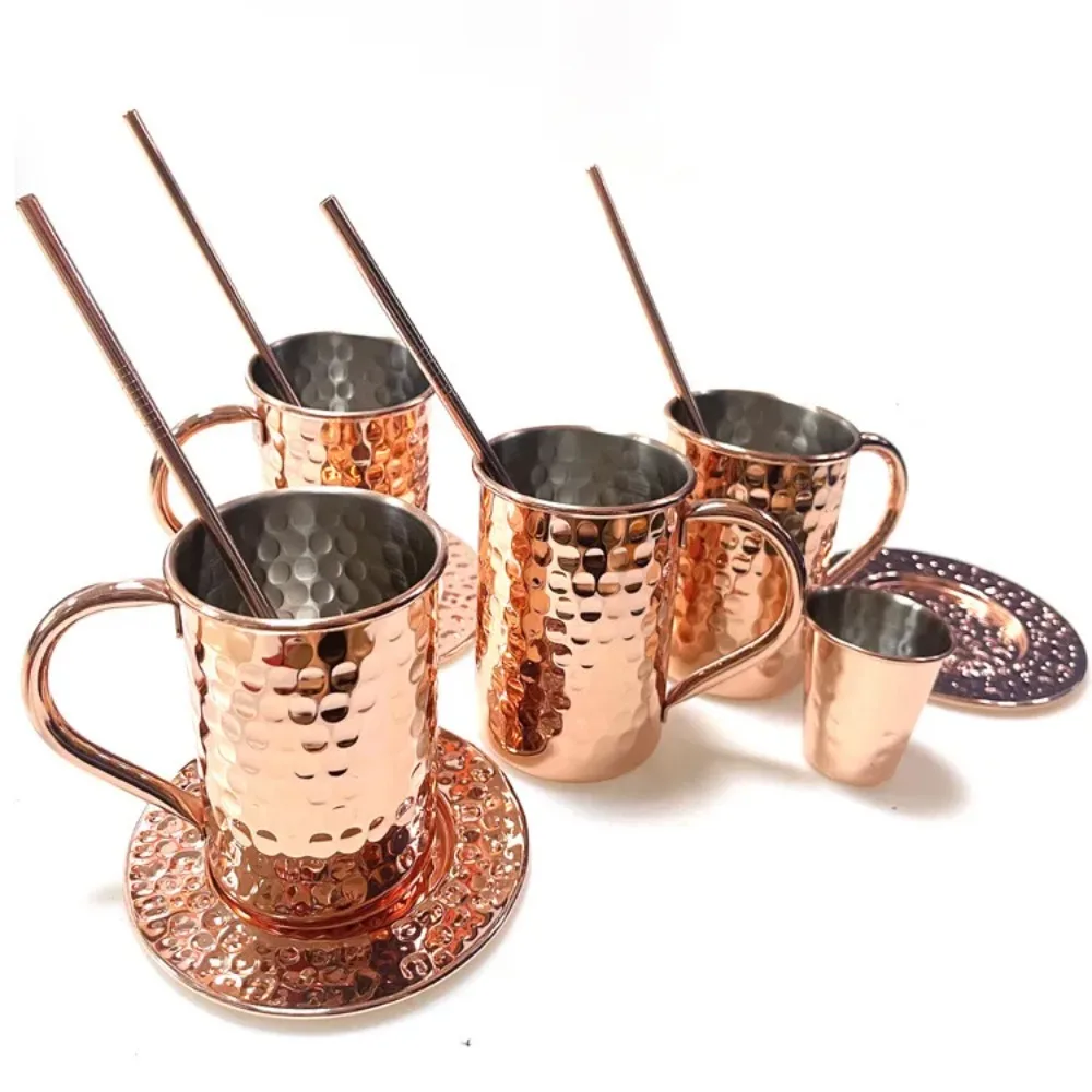 cocktail beer mug stainless steel hammer point mug moscowmule mule copper plated mug