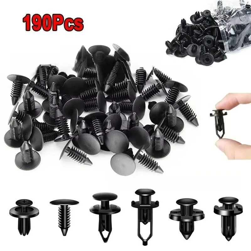 

Popu Material 6types Auto Vehicle Fastener Bumper Clips Retainer Rivet Door Panel Fender Liner Universal Fit All Car 190PCS PP