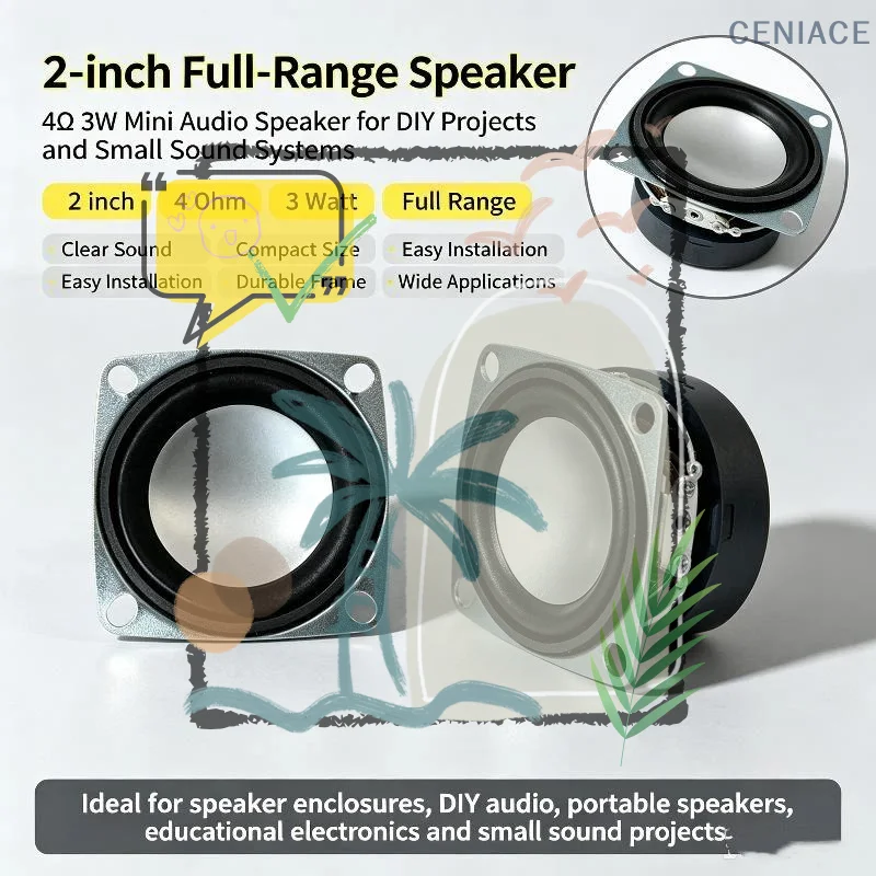 2 Inch 4 3W Full Range: 1PCS Speakers Portable 52MM Audio Loudspeaker DIY Hifi