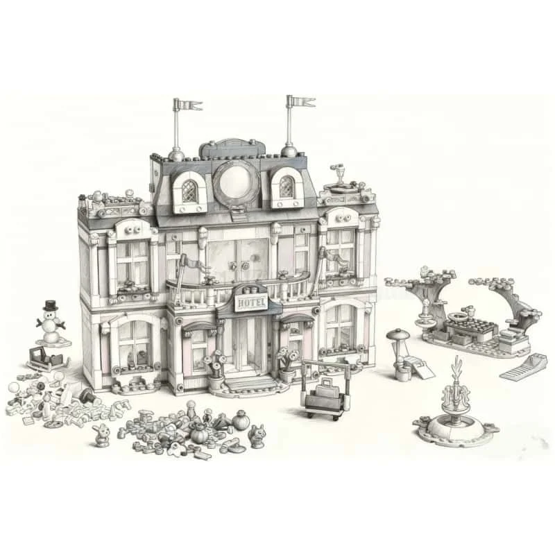 

2025 Heart Lake City Hotel Castle Building Block Model Assembly Technology Building Block Series Toys Children's Christmas Gifts