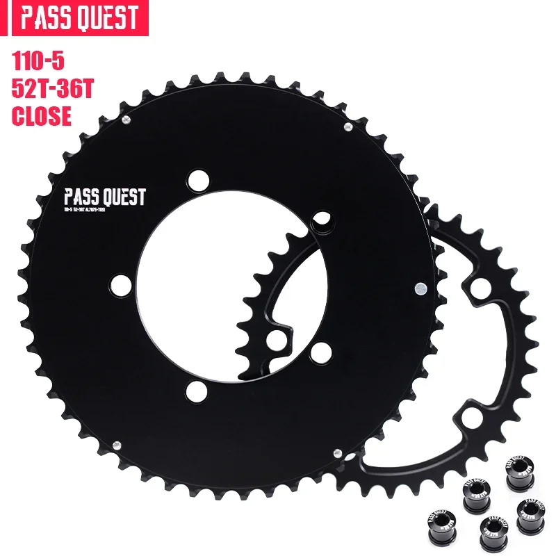 PASS QUEST Dubbel Kettingblad 110bcd 5 bouten 46/33 T 48/35 T 50/34 T 52/36 T 53/39 T 54/40 T Fiets Kettingwiel voor Shimano SRAM Crank