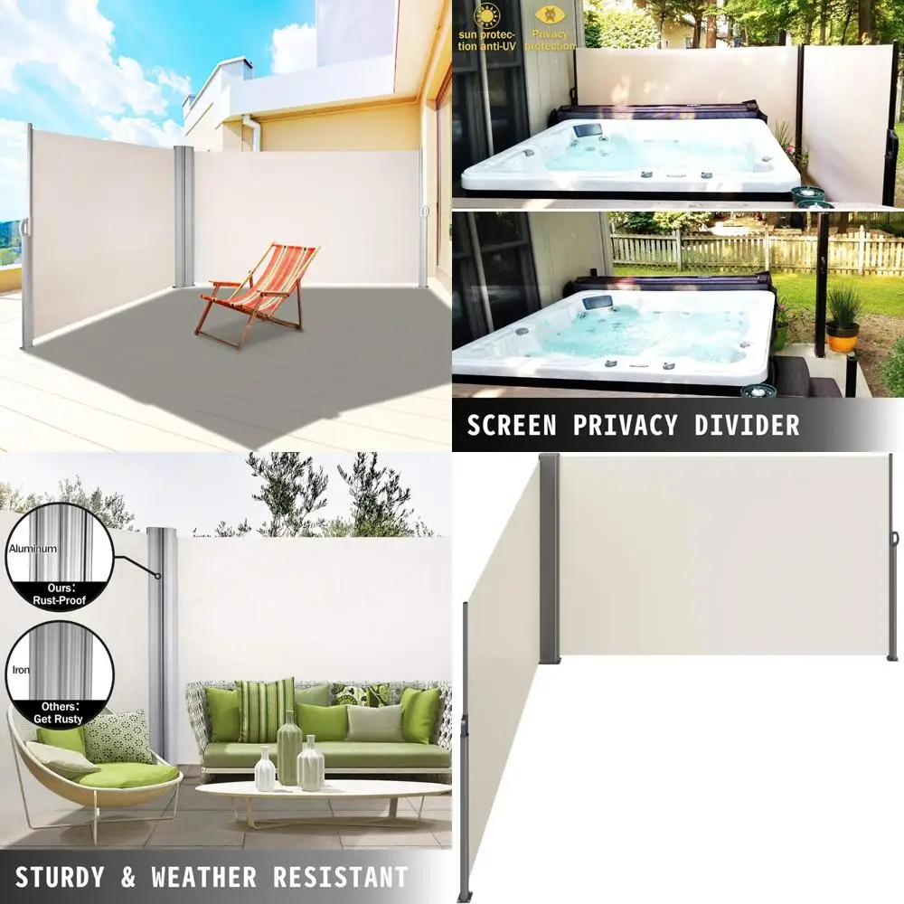 

Waterproof Double Retractable Patio Screen, UV 50 Protection, 236" x 63", Thick 280g Fabric, Room Divider for Outdoor Spaces