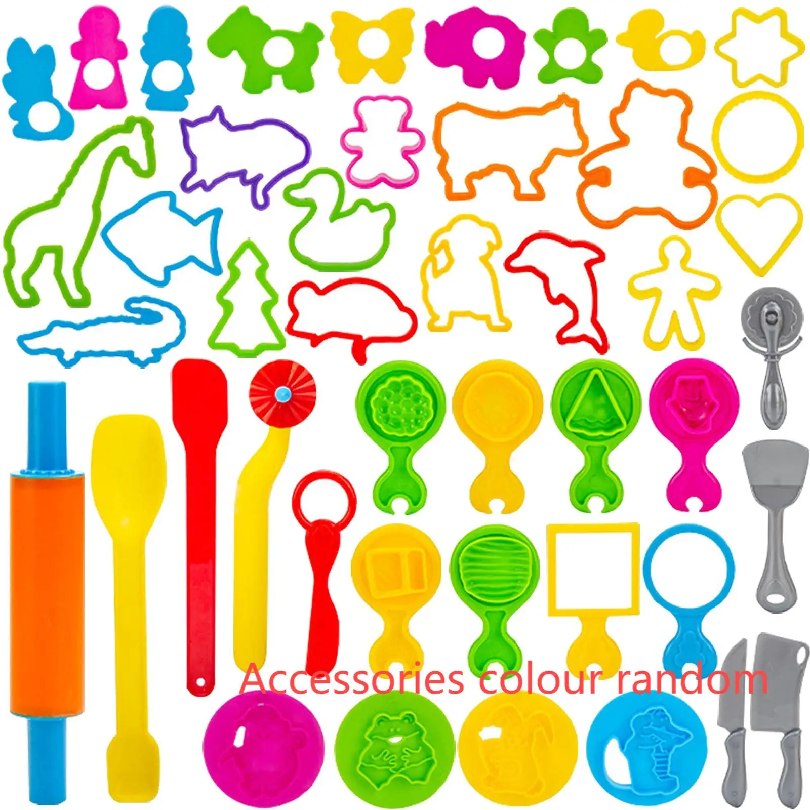 Speeldeeggereedschap 45-delig Speeldeeggereedschapset voor kinderen, Speeldeegaccessoires Plastic speeldeeg Dierenvormen Snijders, Speeldeeg