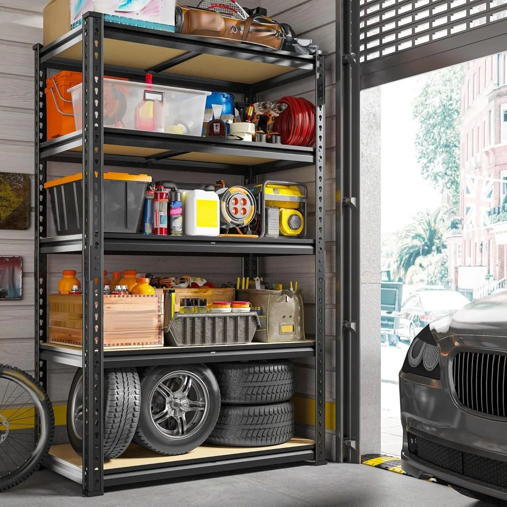 أرفف جراج معدنية شديدة التحمل مكونة من 5 طبقات، سعة 2020 رطلًا، مثالية للتخزين في المرآب والمخزن والخزانة والمطبخ #5