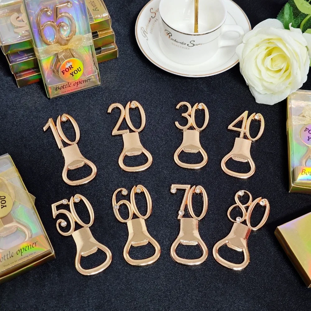 Golden Birthday Bottle Opener for 30th 40th 50th 60th 70th 80th Birthday Party Wedding Anniversary Decoration Favor Gift Guests