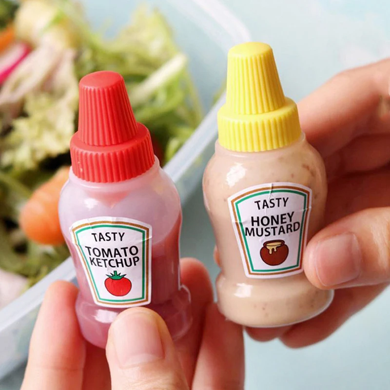 1/2PCS Mini Squeeze Sauce Ketchup Bottle Portable Small Salad Dressing Container Bento Box Seasoning Storage Bottle Jar Accessor