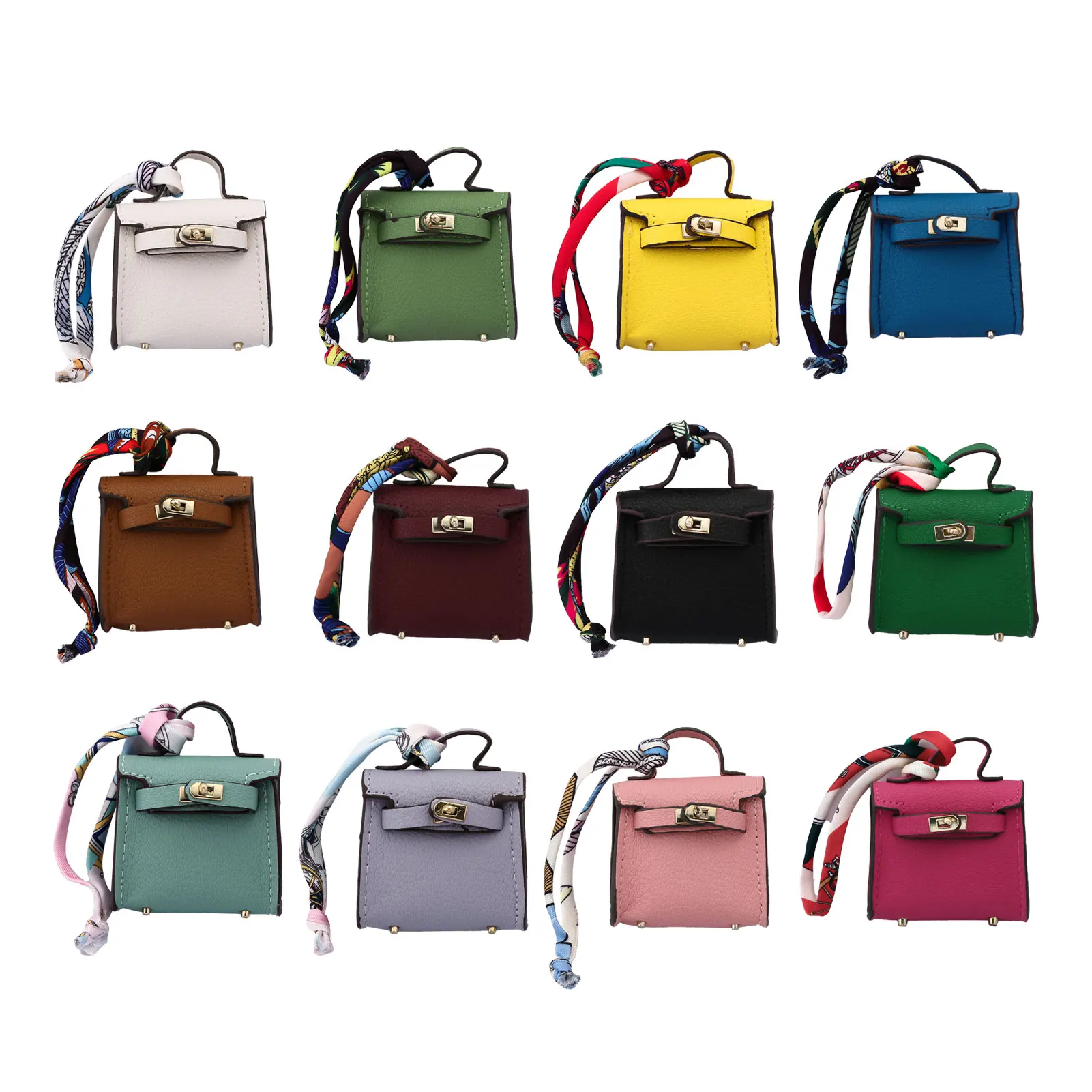 حقيبة صغيرة كيلي لأحمر الشفاه حقيبة سماعة الرأس حقيبة لطيفة شريط معلق حقيبة سلسلة مفاتيح ساحرة للنساء بلون سادة حقيبة أنيقة ملحقات هدية