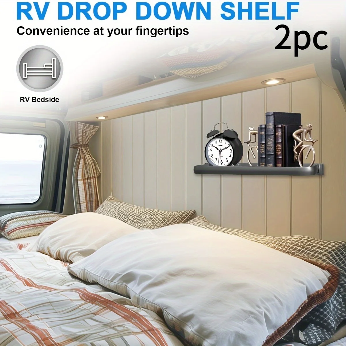 قطعتان من أرفف الألومنيوم القابلة للطي RV لتخزين الحائط توفر المساحة 90 °   تصميم قابل للطي ينظم ملحقات التخييم