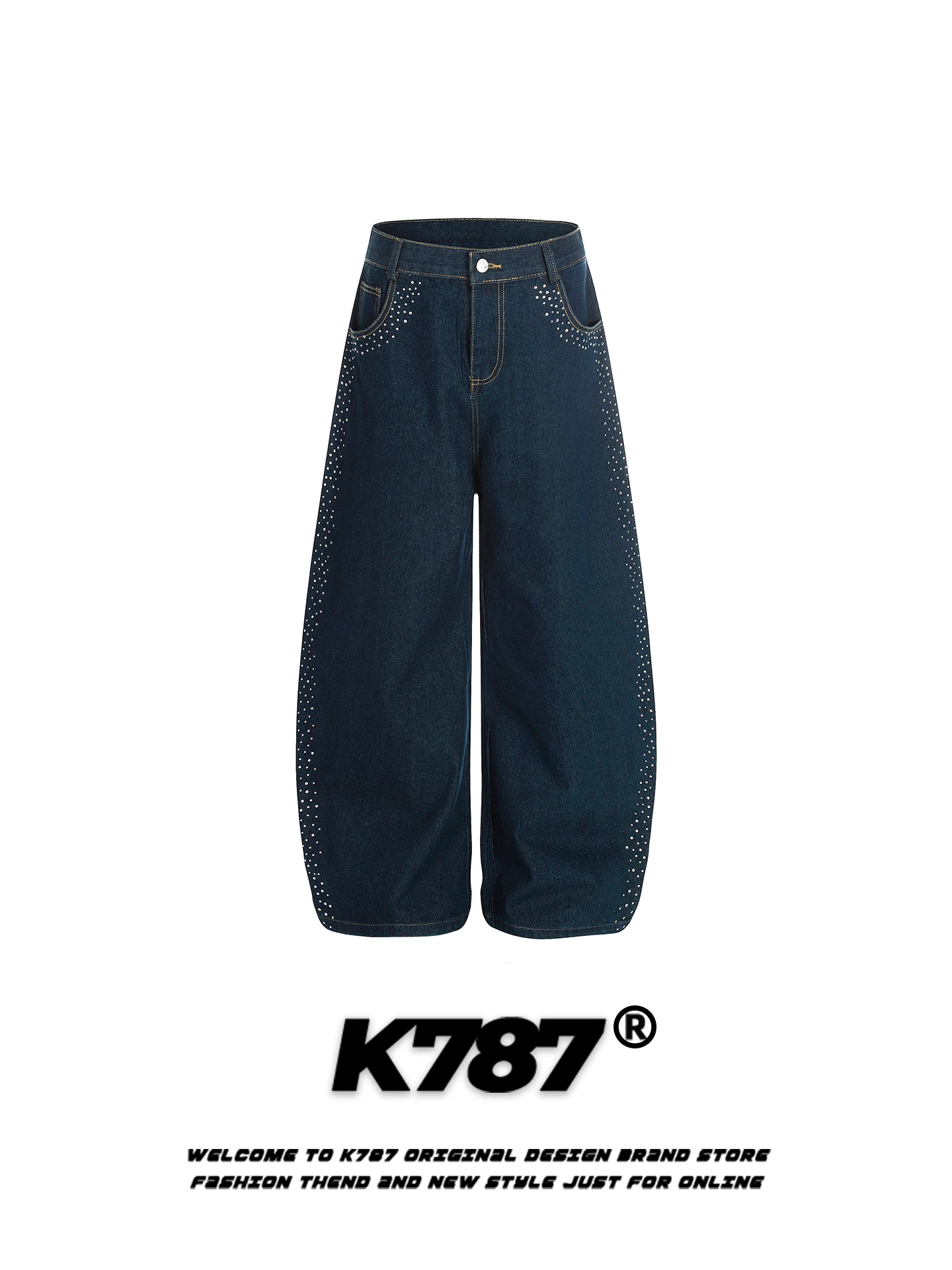 

Джинсы K787 American Sle Street свободного кроя с широкими штанинами для мужчин и женщин, повседневные брюки с высокой талией, молодежные повседневные брюки