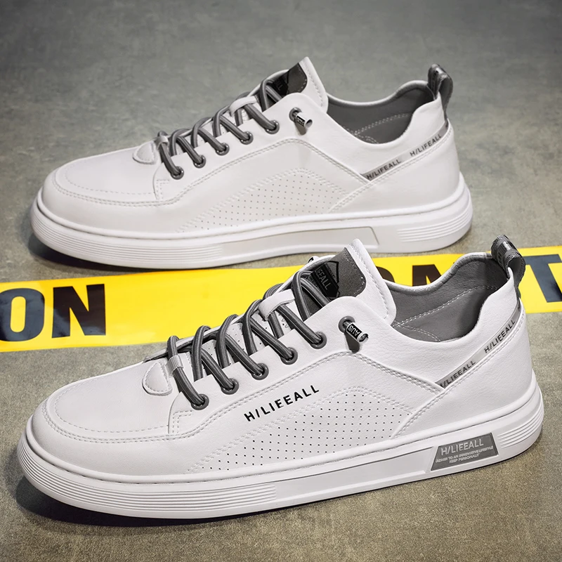

PU Leather Men Sneakers Flat Sports Sneakers Vulcanized Shoes Breathable Casual Trainers Water-proof Walking Running Footwear