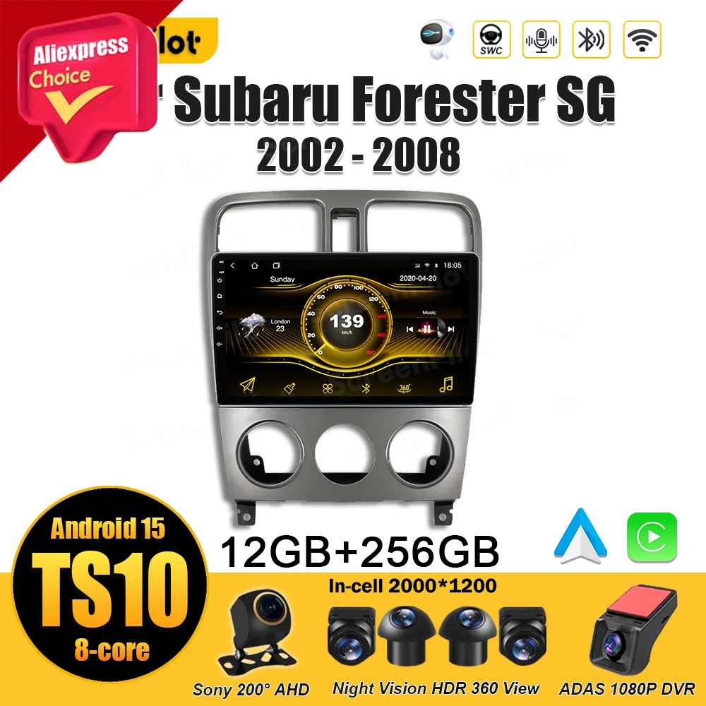 

Android 15 для Subaru Forester SG 2002-2008 Автомобильный радиоприемник Мультимедийный видеоплеер GPS-навигация Bluetooth Android Auto 8-ядерный DSP