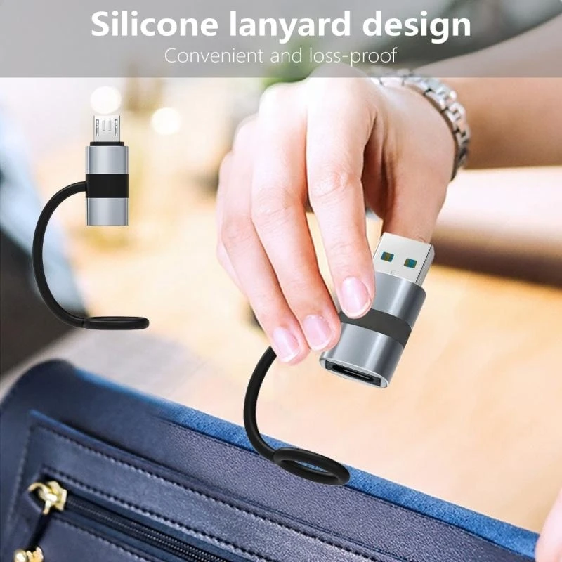 83CE Fast Charging Converter 480Mbps Data Syncing Adapter USB/USB 5Pin Male to USB C Female Conversion Head for Phones