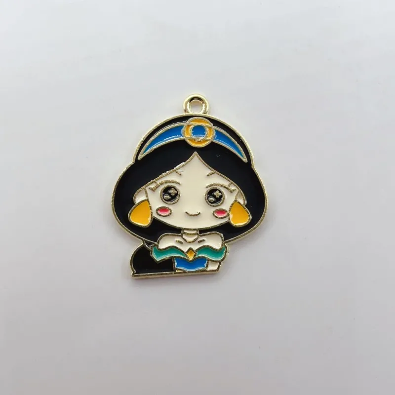 10pcs Princess Cartoon Girl Oil Drop Enamel Metal Charms DIY Jewelry Accessory