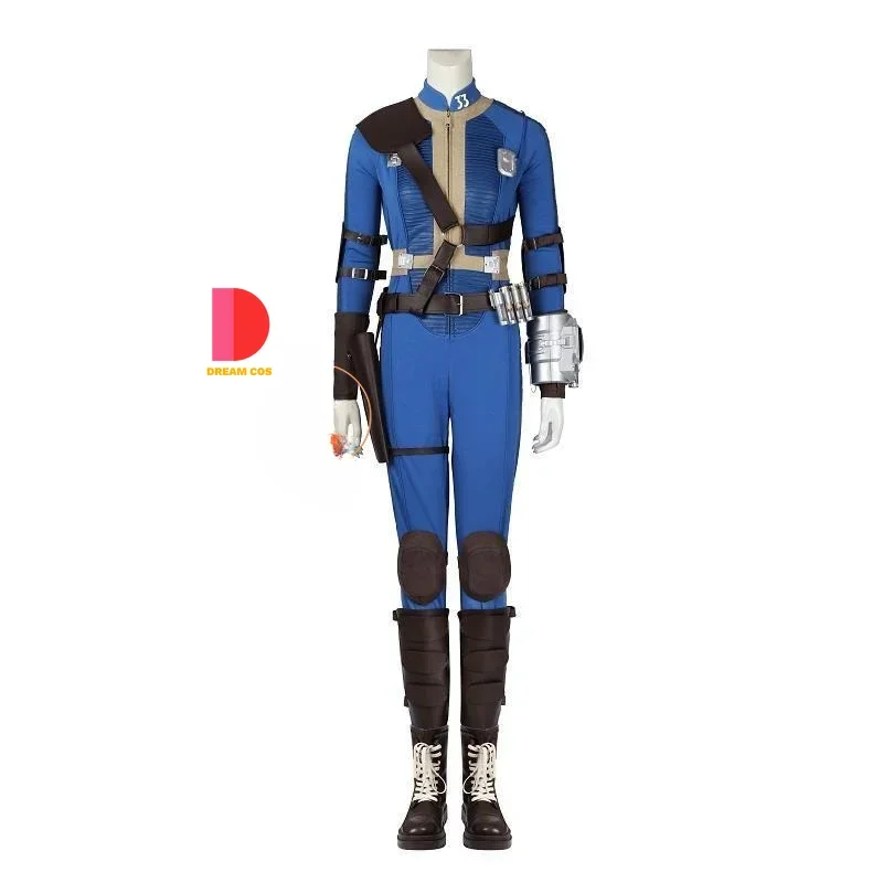 

Cos Lucy Cosplay Costume Vault 33 Female Suit Jumpsuit Blue Uniform Arm Props Halloween Party Women Elegant Anime Outfit Popular