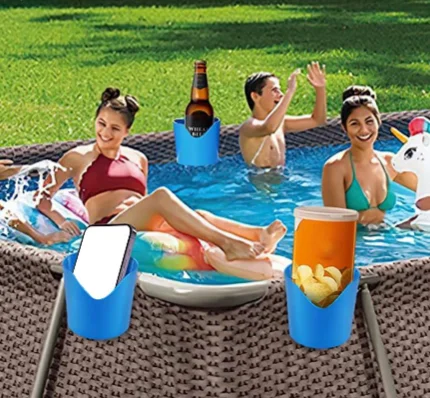 

New Pool Side Cup Holder No Punching Poolside Water Cup Hanger Swimming Pool Side Drinks Beer Storage Shelf For Beer Drinks