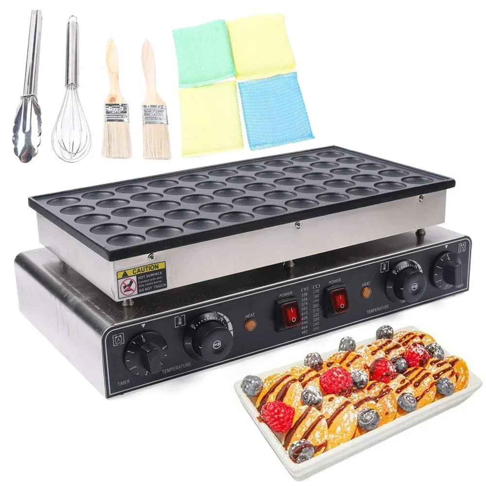 Mini máquina eléctrica para hacer tortitas holandesas, 50 Uds., máquina de hierro Poffertjes Baker, Mini máquina para hacer tortitas para uso doméstico o comercial