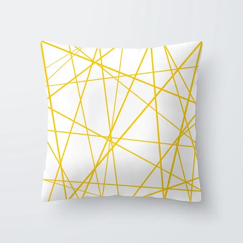 New Nordic Geometric Yellow Pillowcase Decor Cushion Sofa DIY Printed Pillow Chair Car Cushion Christmas Home Decoration