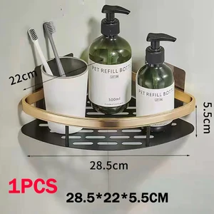 سبائك الألومنيوم الحمام الجرف المطبخ تخزين منظم شامبو رف دش الجرف لا اكسسوارات الحفر أعلى 8 أرفف مبيعات دون جدار لاصق - No6