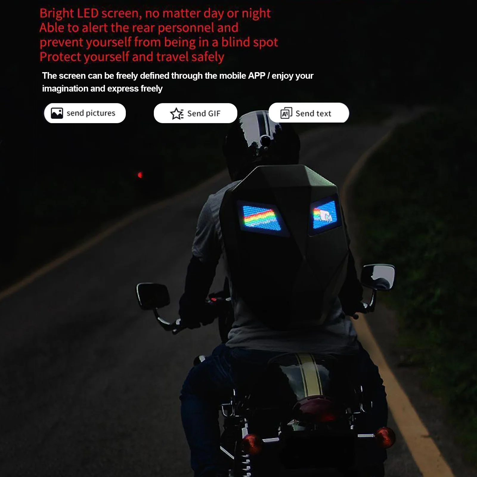 LED locomotive backpack Display scree backpack Business travel Laptop Backpack Men outdoor backpack Motorcycle Cycling Backpack