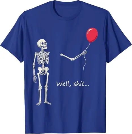 Y2k Gothic Skelett Halloween-Kostüm Humor Skelett Verlorener Ballon Scheiße Lustiges Sprichwort Zitat Herren Damen T-Shirt FSkeleton Tees – Detail 21