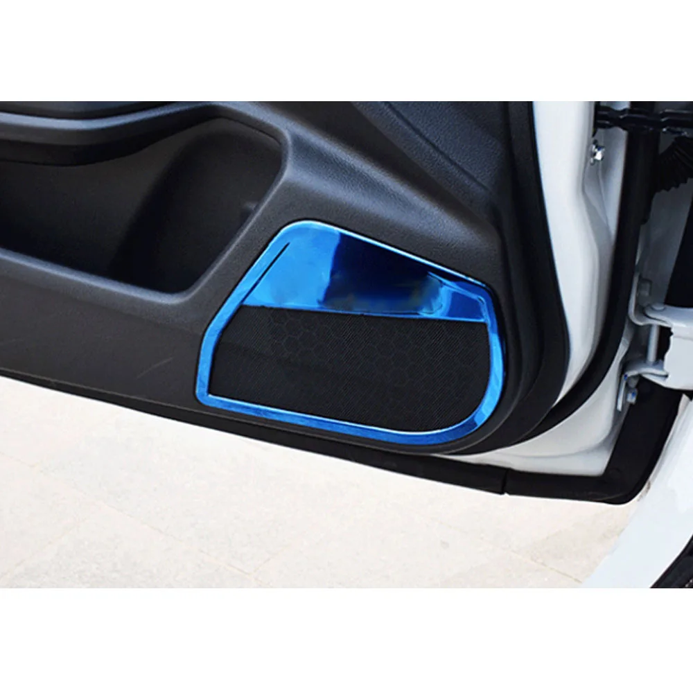 For Honda Civic 10th 2016-2021 Stainless Steel Car Inner Window Switch Panel Cover Trim Blue Air Outlet Vent Frame Accessories