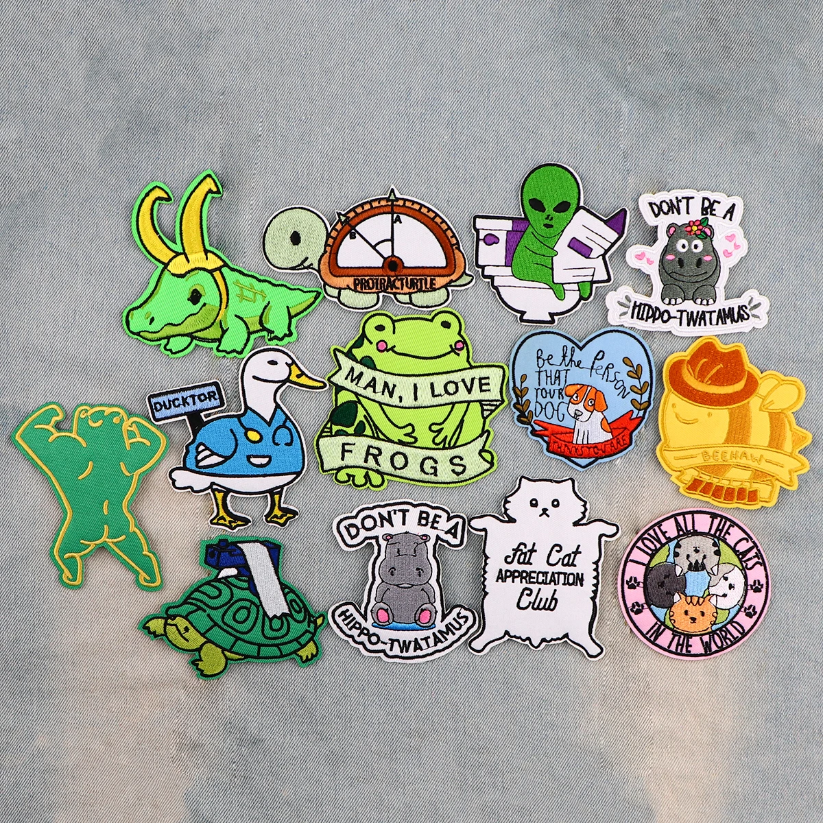 Cartoon ​​Turtle Patches For Clothing Funny Hippo Patches Cute Animal Duck Patch Iron on Embroidery Patches on Clothes Stickers