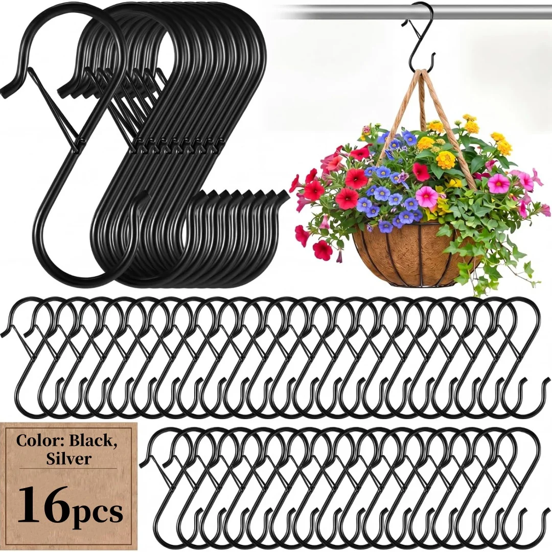 Heavy Duty S-Hooks, Stainless Steel Hooks, S-Shaped Hangers, Kitchen Utensils, Jeans, Pockets, Hats, Towels, Plant Hooks