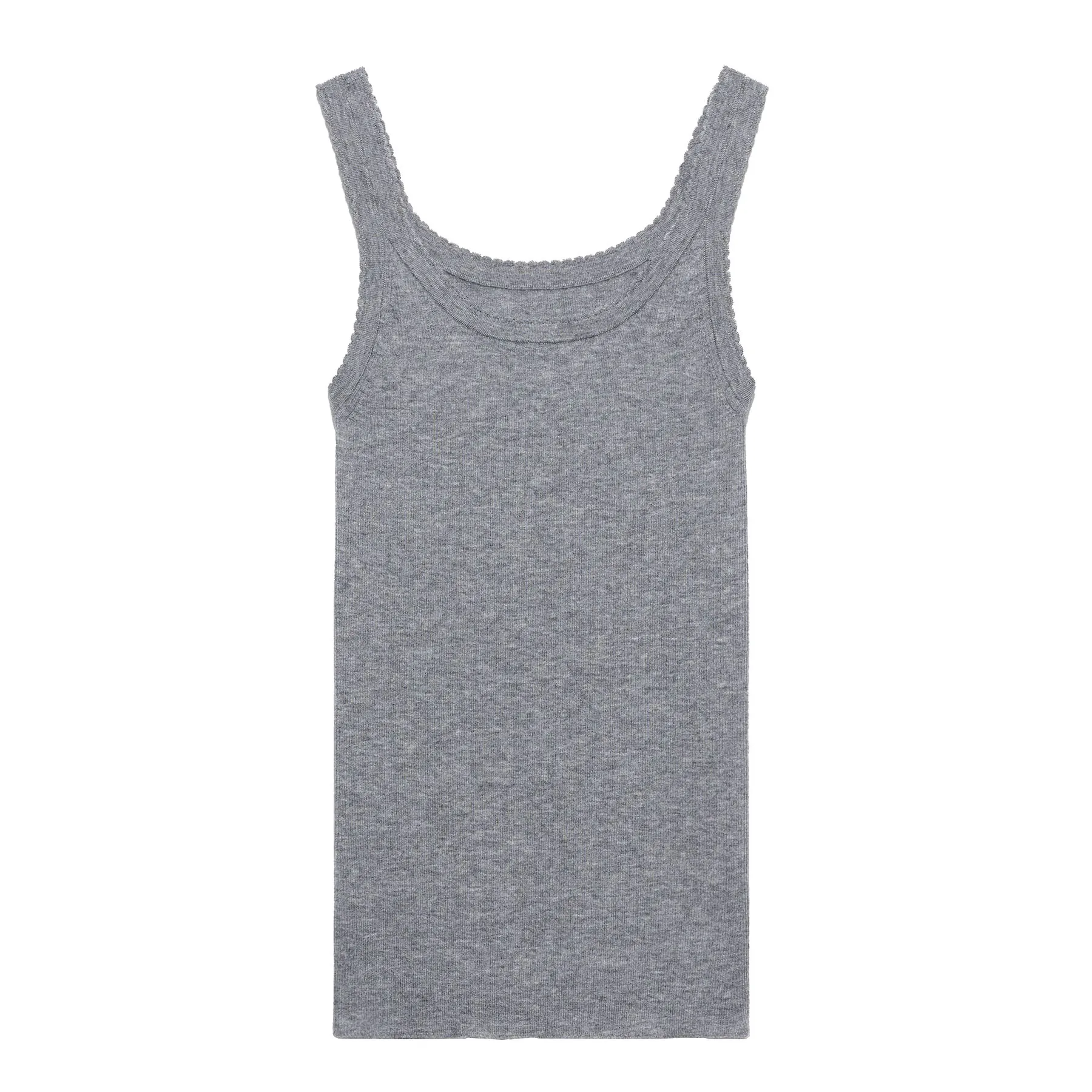 Ladies' gray elastic vest T-shirt # T2649