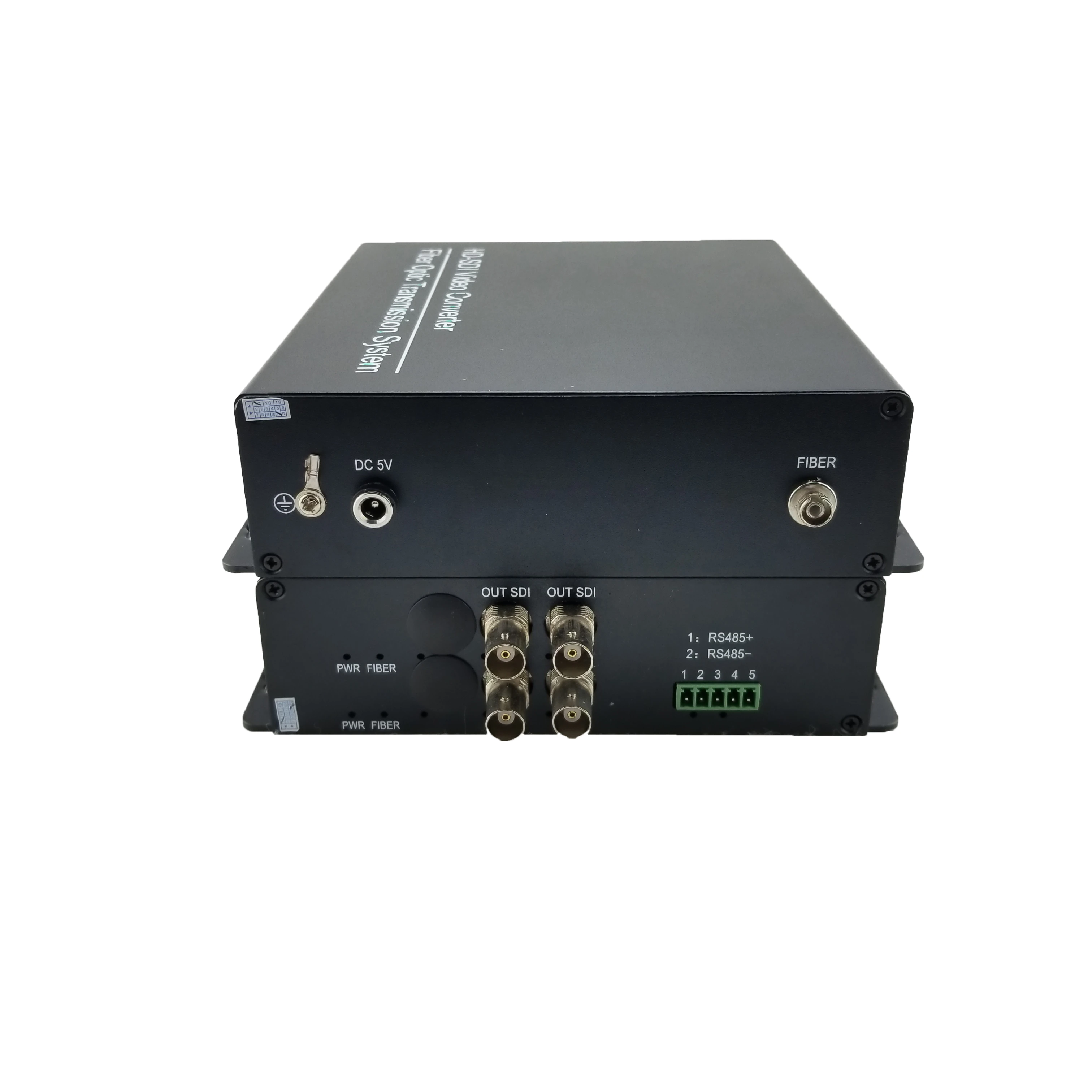 4channels HD-SDI forward video fiber converter  with embedded audio + 1 x return RS485 data