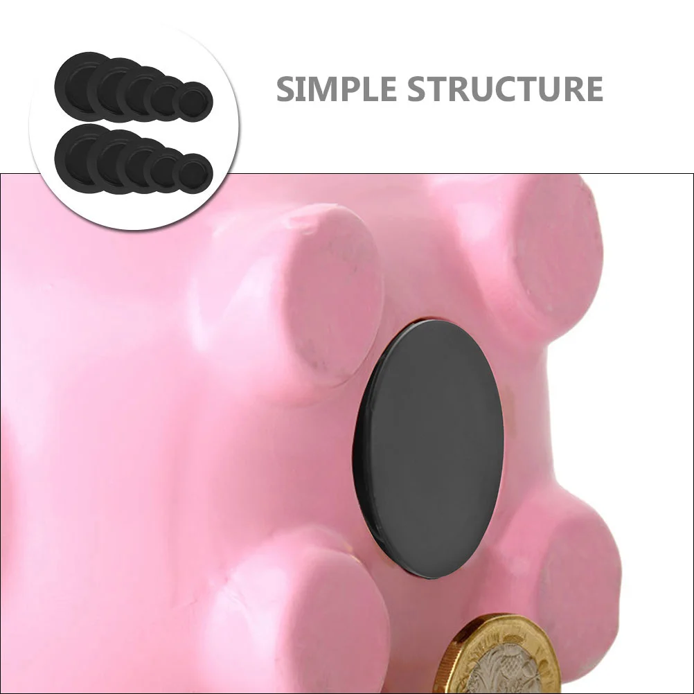 5 Pcs Round Rubber Stopper Piggy Bank Plugs or Stoppers Bottom Savings Box Replacement Black For