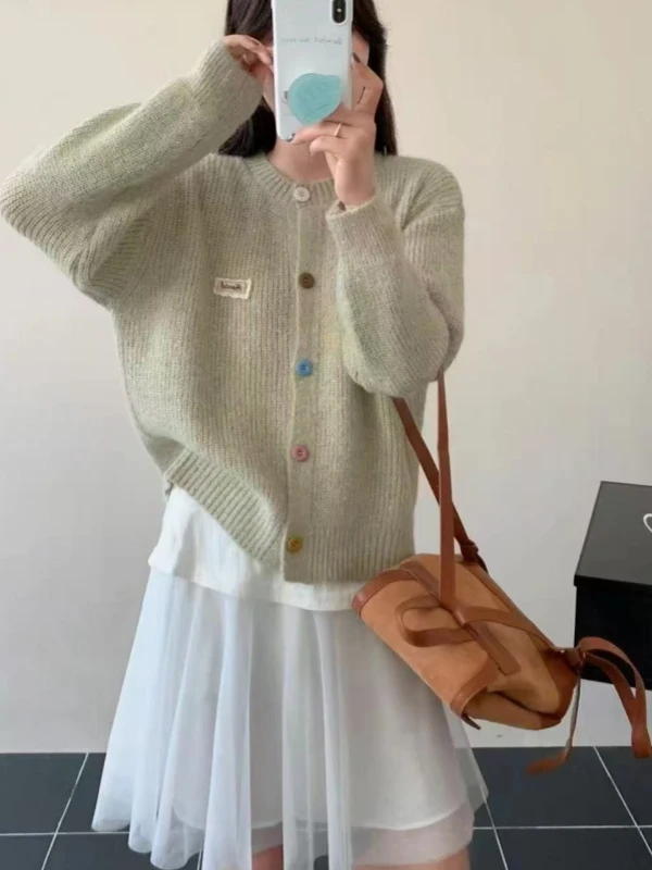 لينة مريحة محبوك سترة مفتوحة سترة طويلة Sve فضفاضة المرأة Faion الخريف جديد Sle اللون الأزرق بلوزة غير رسمية متعددة الاستخدامات #2