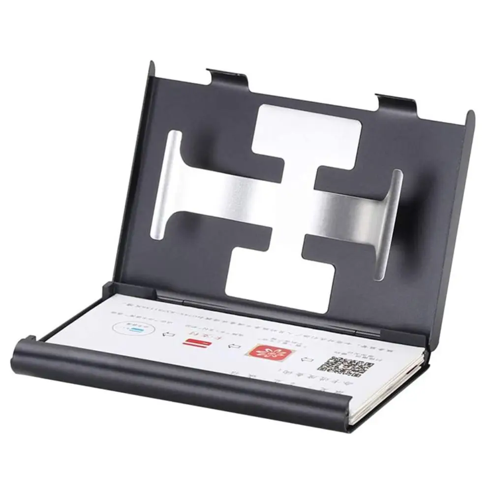 Metal Matte Texture Business Card Case Creative Automatic Hand Push Business Card Holder Card Organizer