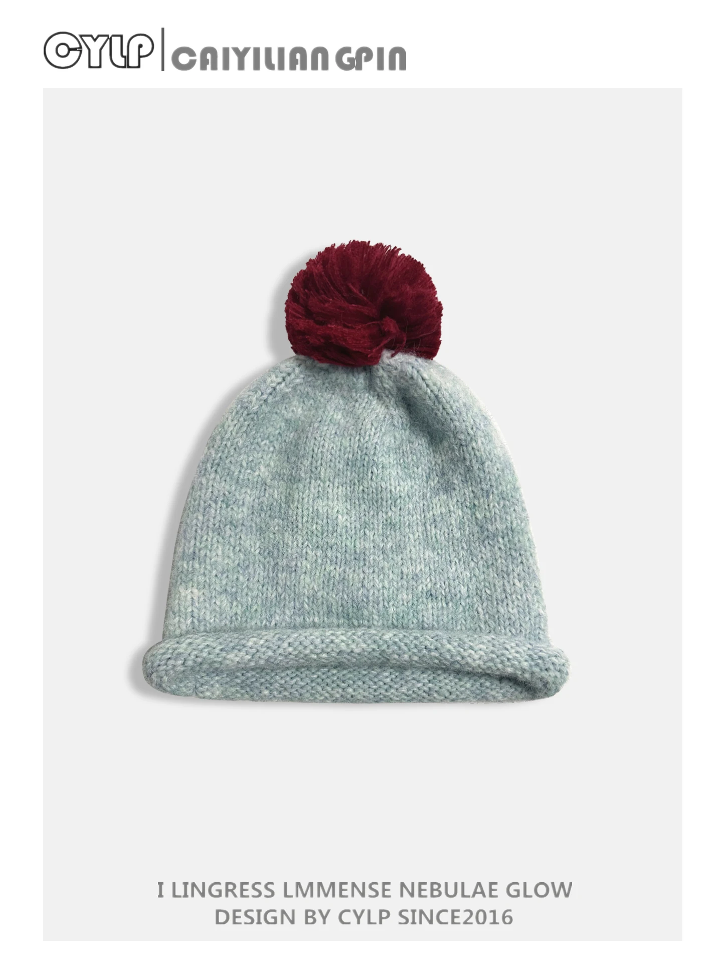 Autumn Winter Pom Pom Knitted Hat for Women, Warm Ear Protection, Rolled Edge Wool Hat, Face Slimming Pullover Hat