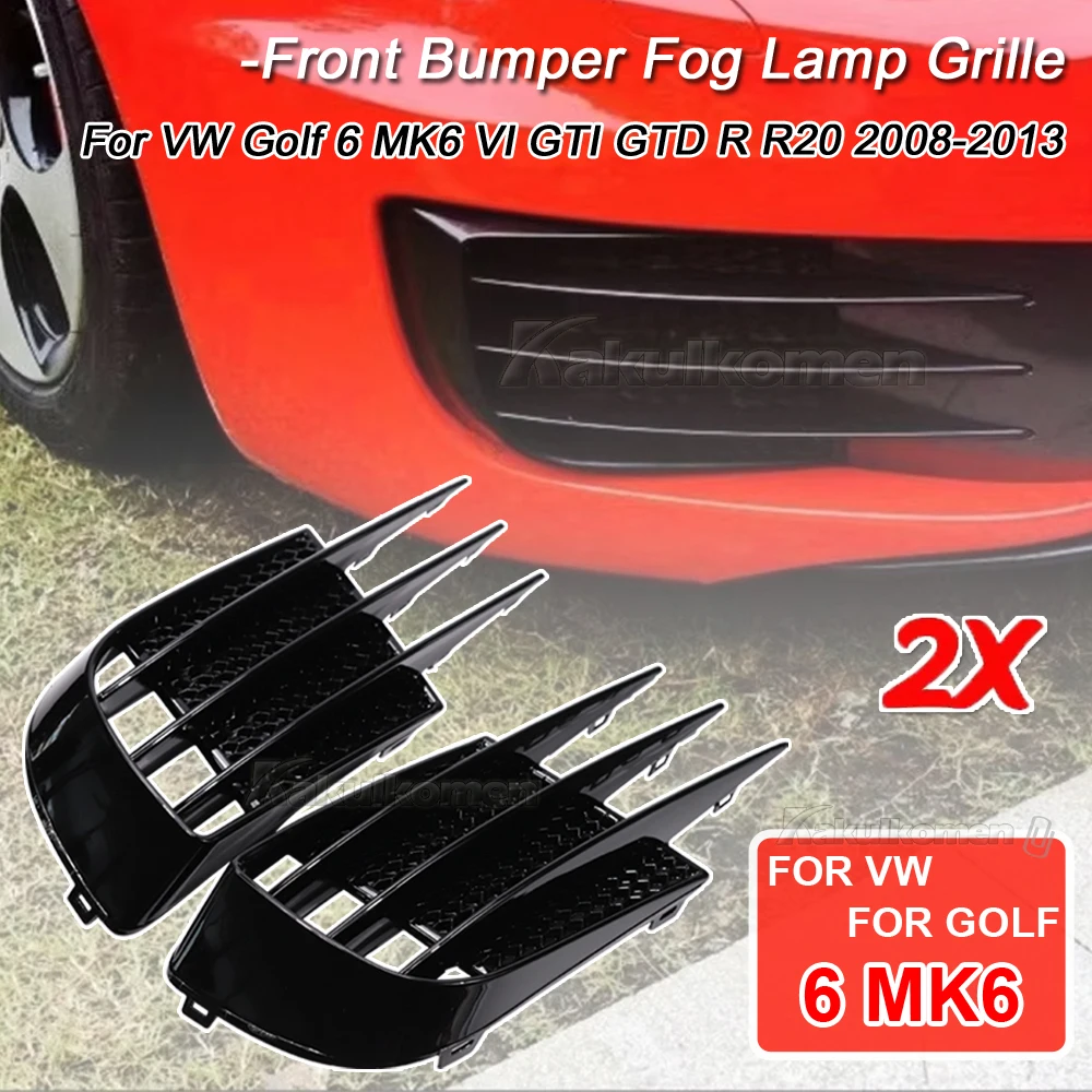 

For VW Golf 6 MK6 VI GTI GTD R R20 2008-2013 Car Front Bumper Fog Lamp Grille Spoiler Fog Light Eyebrow Eye Wind Knife Trim